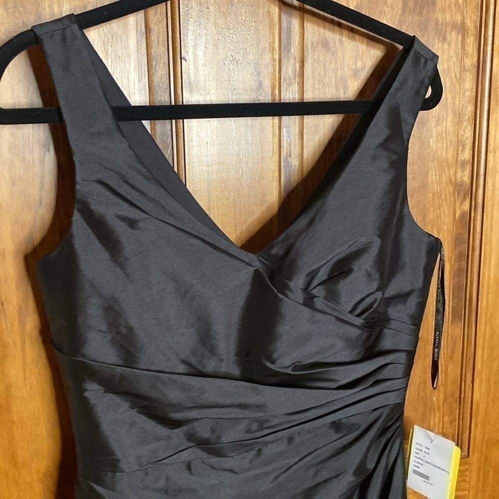 Alfred Sung D644 Peau De Soie Sleeveless Cocktail Dress Black Sz 8 - Picture 7 of 11